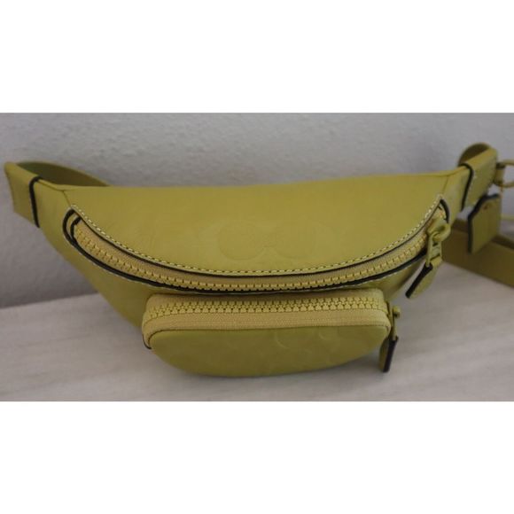 Coach CH073 Women's Chartreuse Signature Leather Sprint Mini Belt Bag $350 - Picture 8 of 16